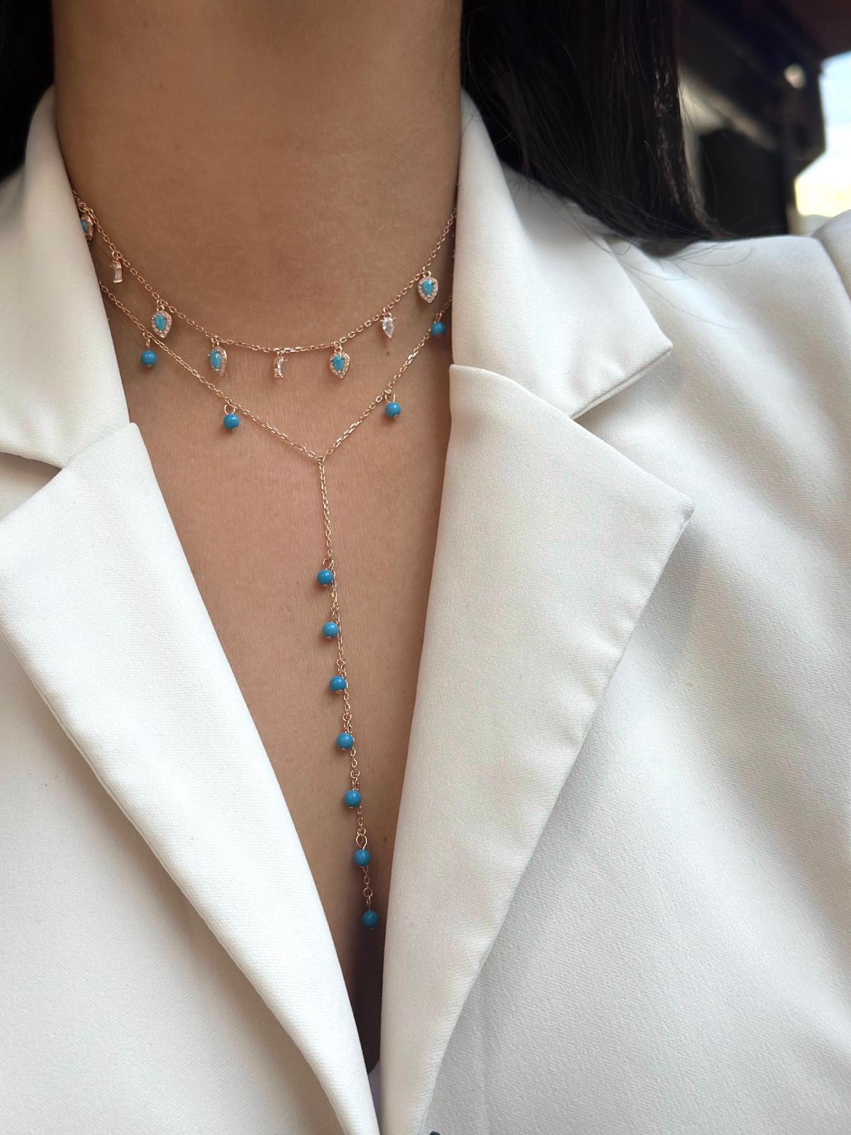 שרשרת מרובת תיליונים מכסף בציפוי רוז גולד