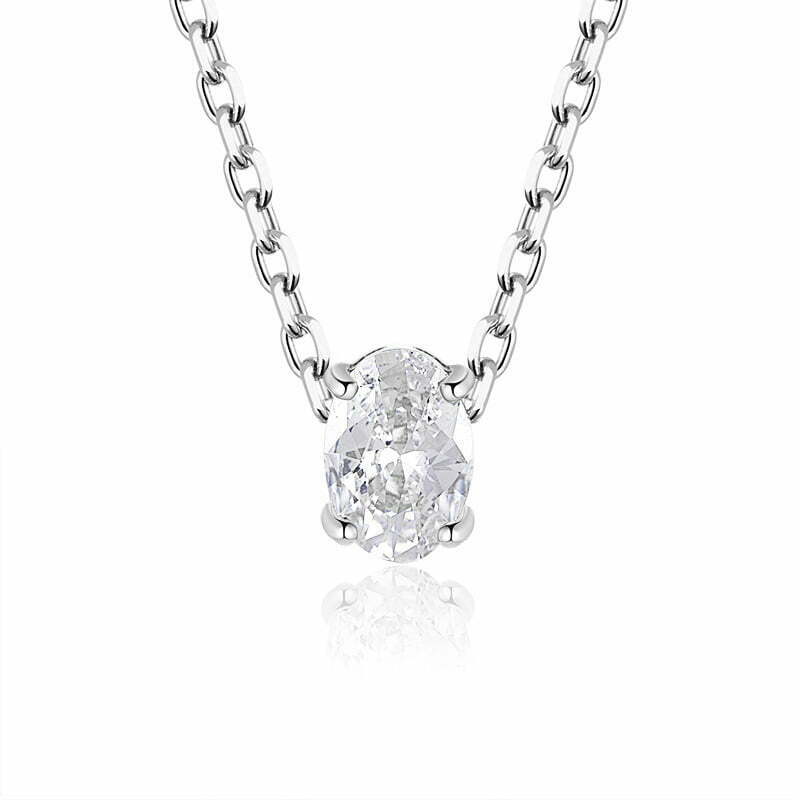 שרשרת חוליות מכסף אמיתי המשובצת זירקון אובלי