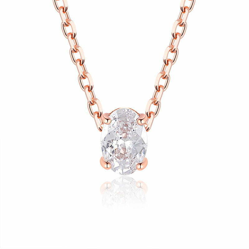 שרשרת חוליות רוז גולד המשובצת זירקון אובלי